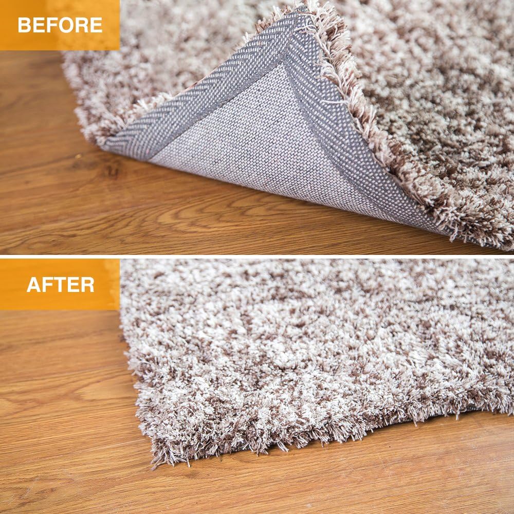 Home Techpro Rug Pads Grippers, 8 PCS Non Slip Washable Grippers, “Vacuum TECH” - New Materials to Anti Curling Rug Pad : Keep Your Rug in Place & Make Corner Flat and Easily Peel Off