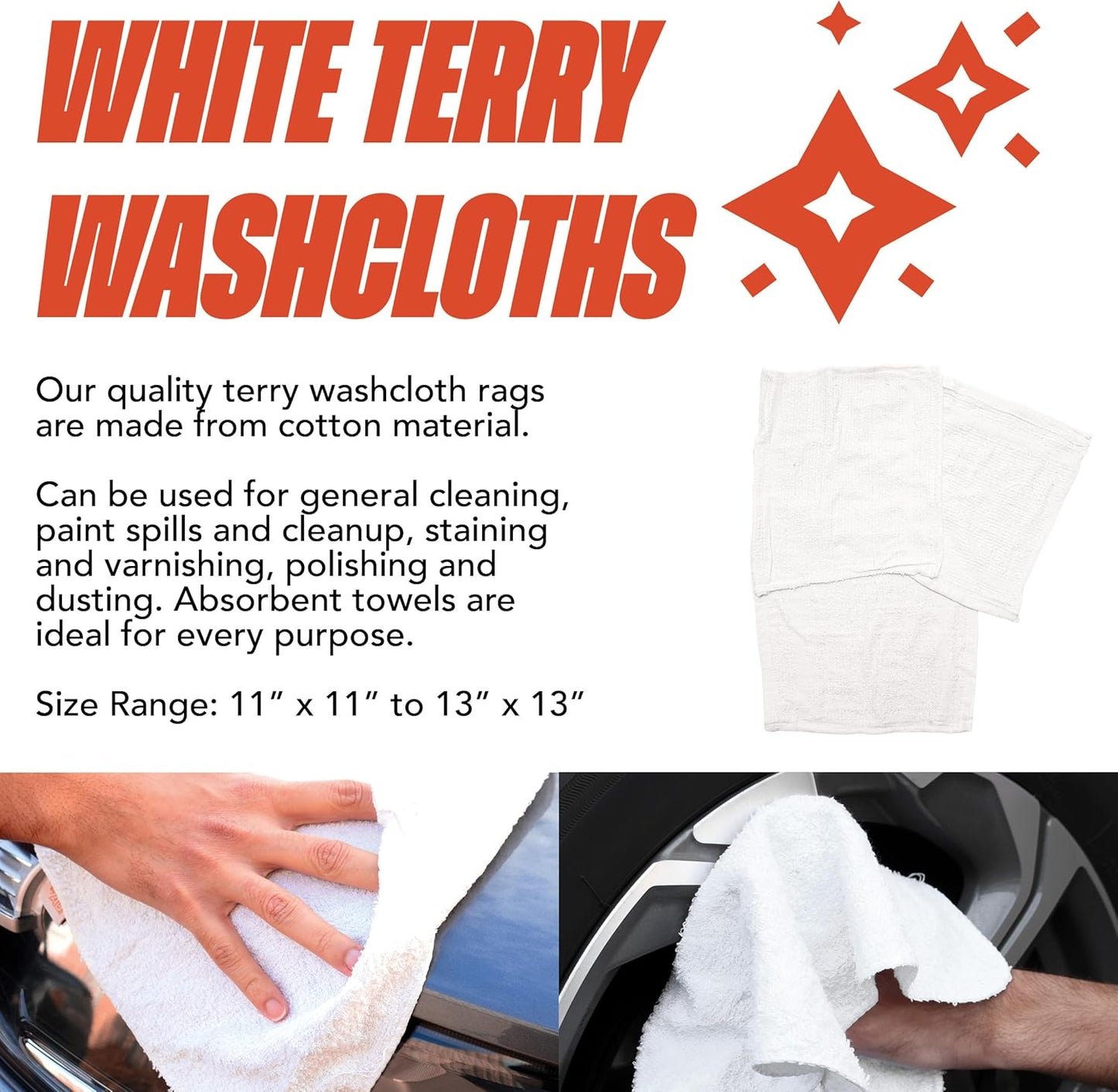 Arkwright W11 Terry Cloth Towels for Cleaning - Soft Cotton Blend Washable Multi-Purpose Bar Mop, Absorbent & Quick Dry, Bag of Rags for Kitchen, Auto Shop, and Garage, 5 lb, White