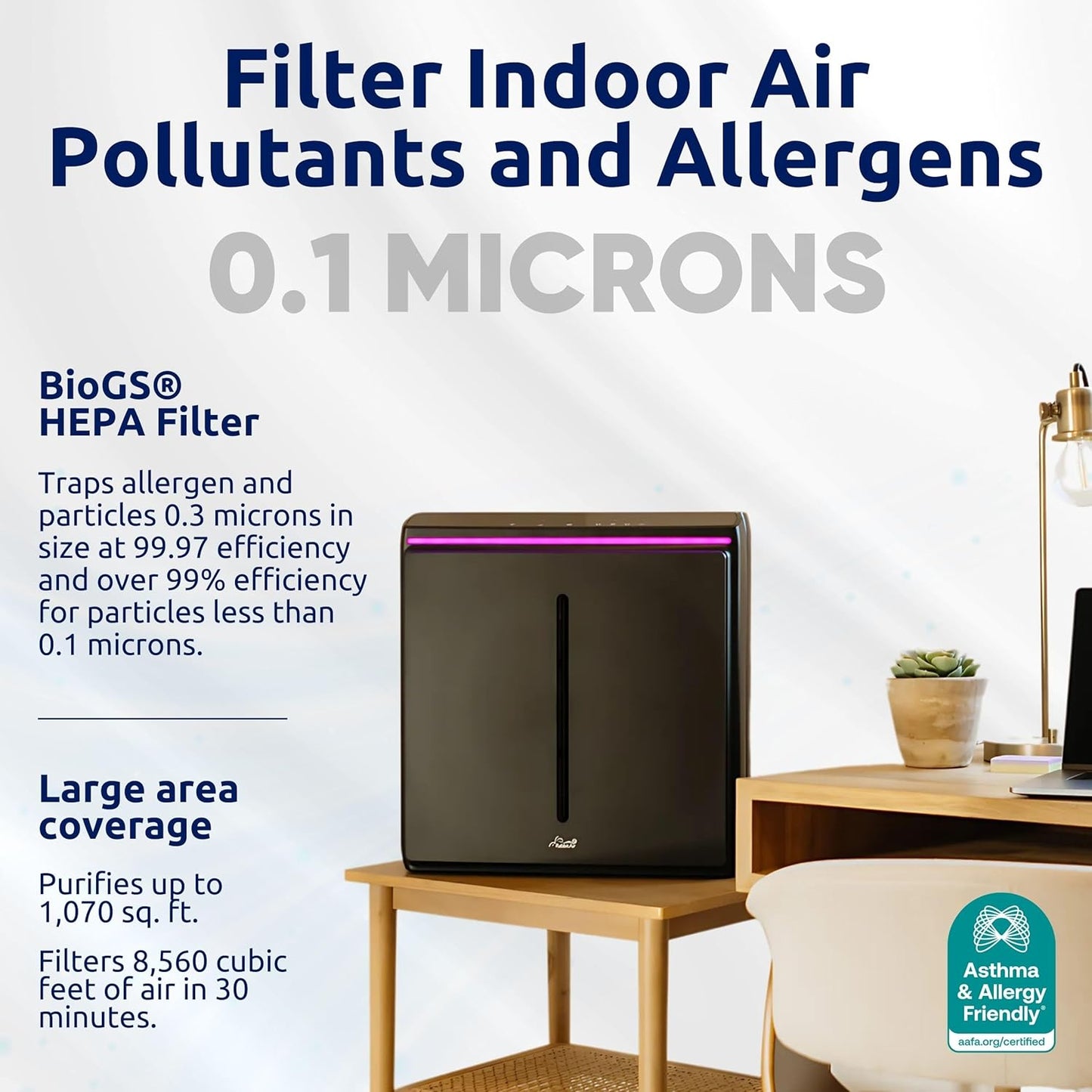 Rabbit Air, A3 SPA-1000N Air Purifiers for Home, Ultra Quiet HEPA Air Purifier- Wall Mountable Air Purifiers for Home Large Room, Allergies, Dust, Mold, Smoke & VOCs(White, Asthma & Allergy Friendly)