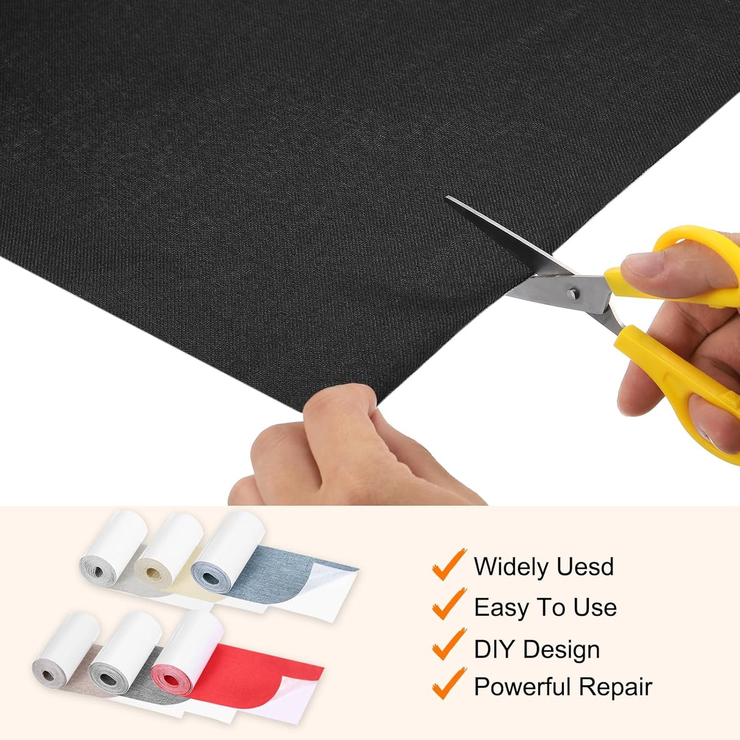 Repair Patches Repair Tape Self-Adhesive DIY Repair Patch Linen Gear Patch for Sofa, Furniture, Chair, Clothing,Tents,3x60 Inch,Bright Grey