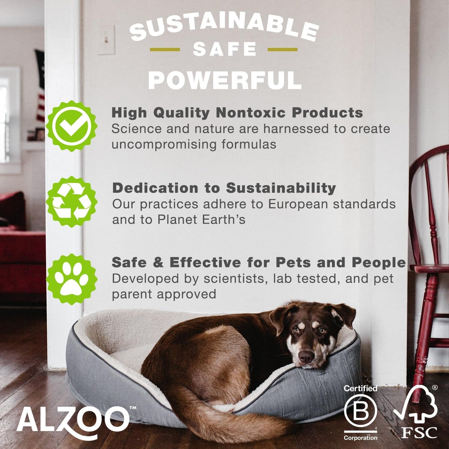 ALZOO Stain & Odor Remover, Quickly Lifts & Dissolves Pet Stains & Helps Eliminate Odors, 100% Plant-Based Active Ingredients, Citrus Vanilla Scent, 32 Fl. Oz Spray Bottle