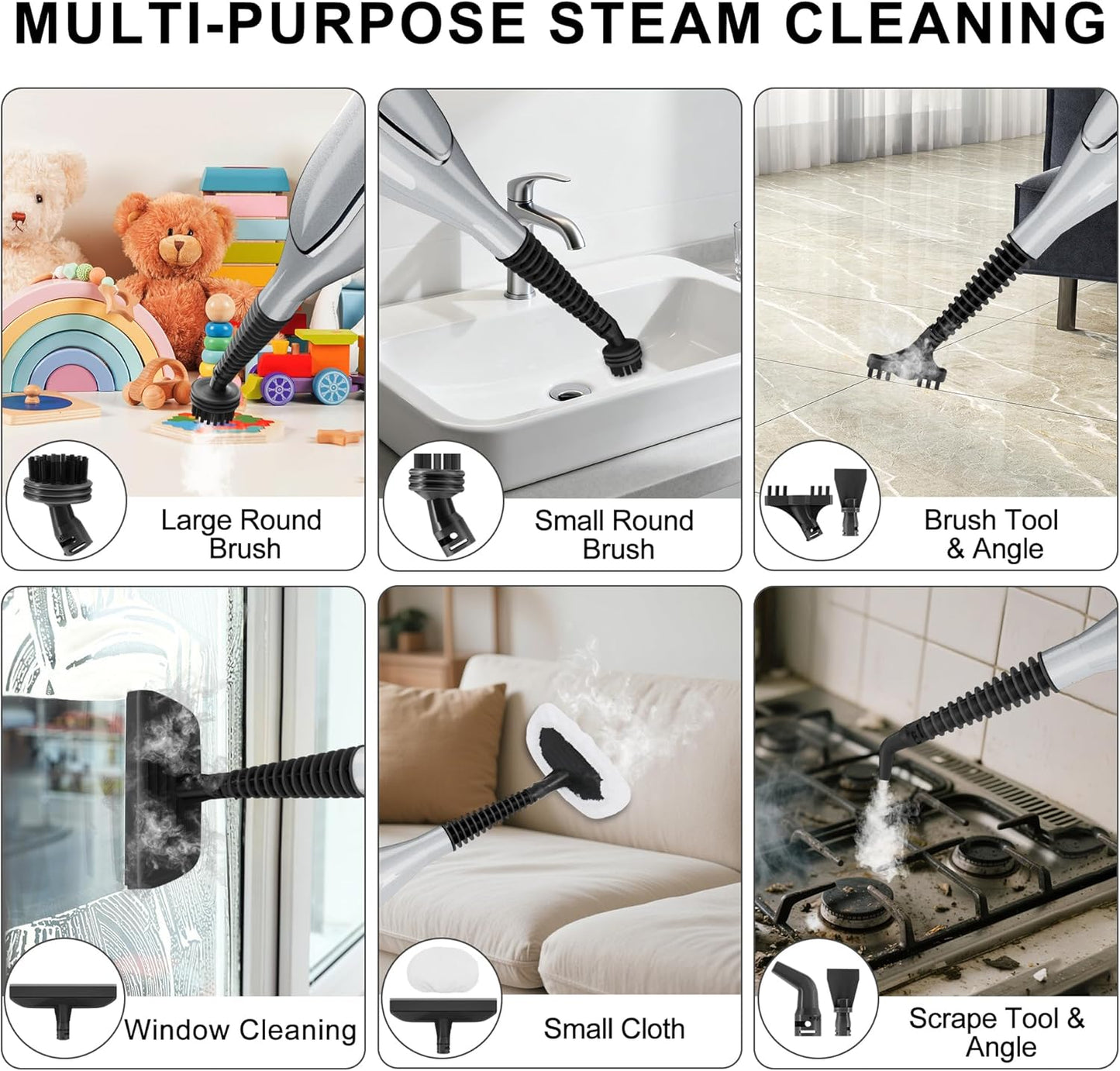 Steam Mop, 11-in-1 Powerful Steam Cleaner for Home with 11.8 OZ Water Tank & 23FT Power Cord, Handheld Detachable Steam Mops for Floor Cleaning MultiPurpose Steamer for Hardwood, Tile, Furniture