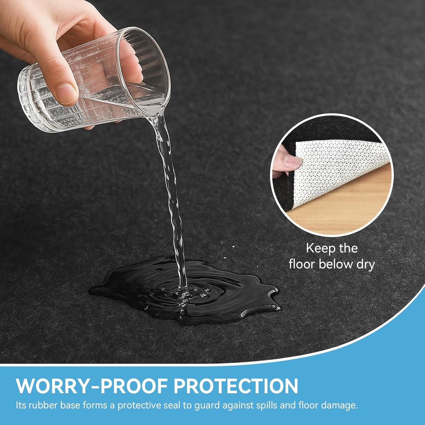 Warmstar 4x6 FT Non Slip Rug Pad,100% Waterproof Felt Rug Pad for Hardwood Floors,1/2” Thick Soft Carpet Pad with Natural Rubber Backing, Secure Grip & Floor Protection