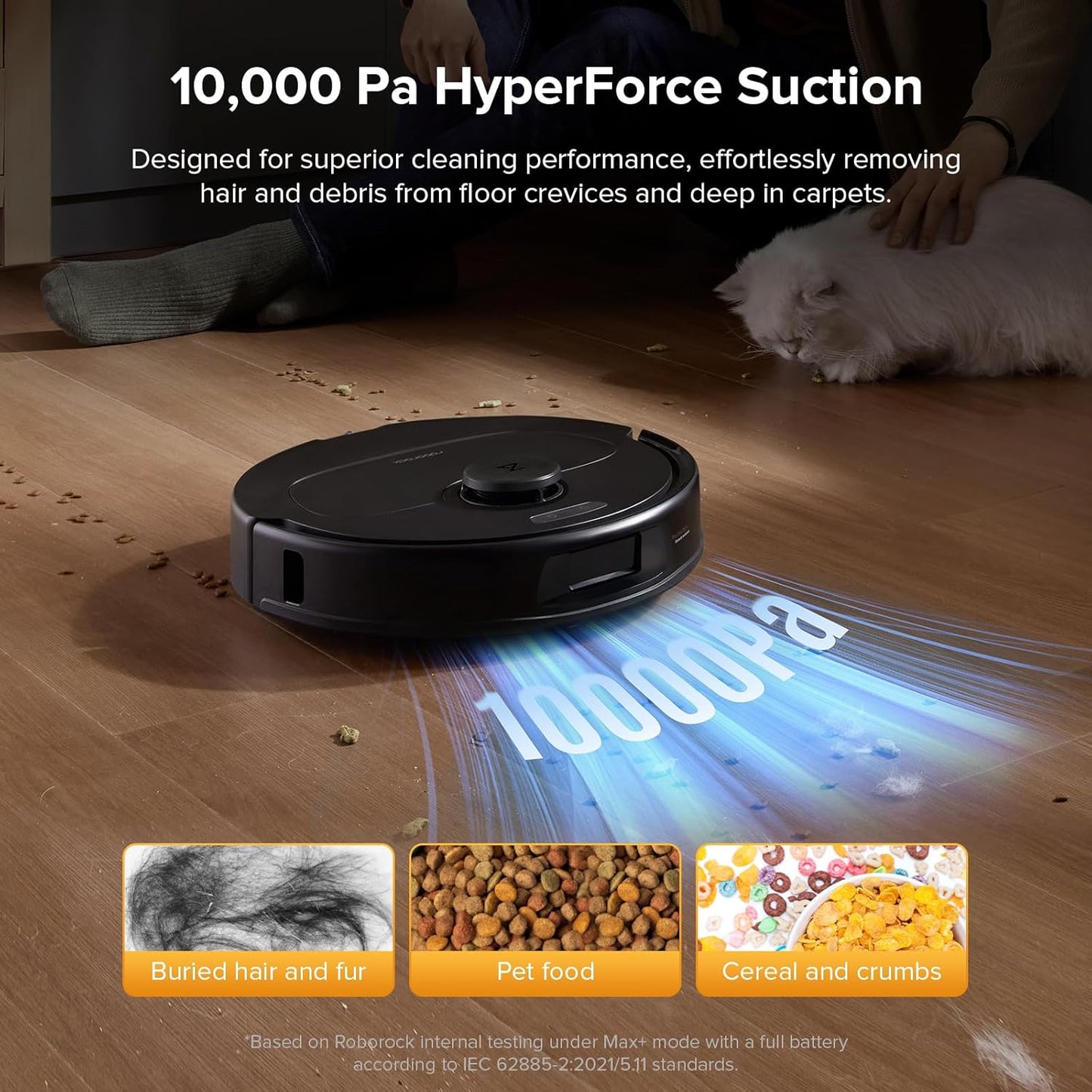 roborock QV 35S Robot Vacuum and Mop, All-in-one Vacuum Cleaner, 10,000Pa Powerful Suction, Self Emptying & Refilling, Self Mop Washing & Air Drying, Anti-Tangle Brushes for Home, Pet Hairs, Black