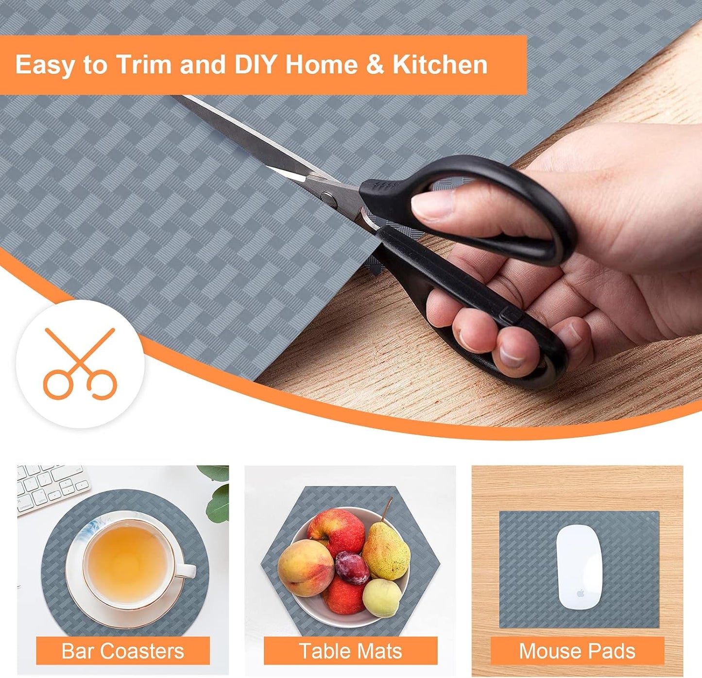 Shelf Liners for Kitchen Cabinets Refrigerator Liners Waterproof & Oil-Proof Kitchen Cupboard Liner Non-Slip Drawer Mats EVA Material Non Adhesive Fridge Mats for Shelves 11.8 x 59 Inches