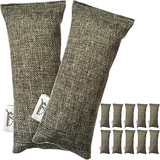 Jalousie 12 Pack Set 100 Grams Each Mini Bamboo Charcoal Bags Natural Air Purifier, Shoe Deodorizer and Odor Eliminator Multi-Purpose Charcoal Bag