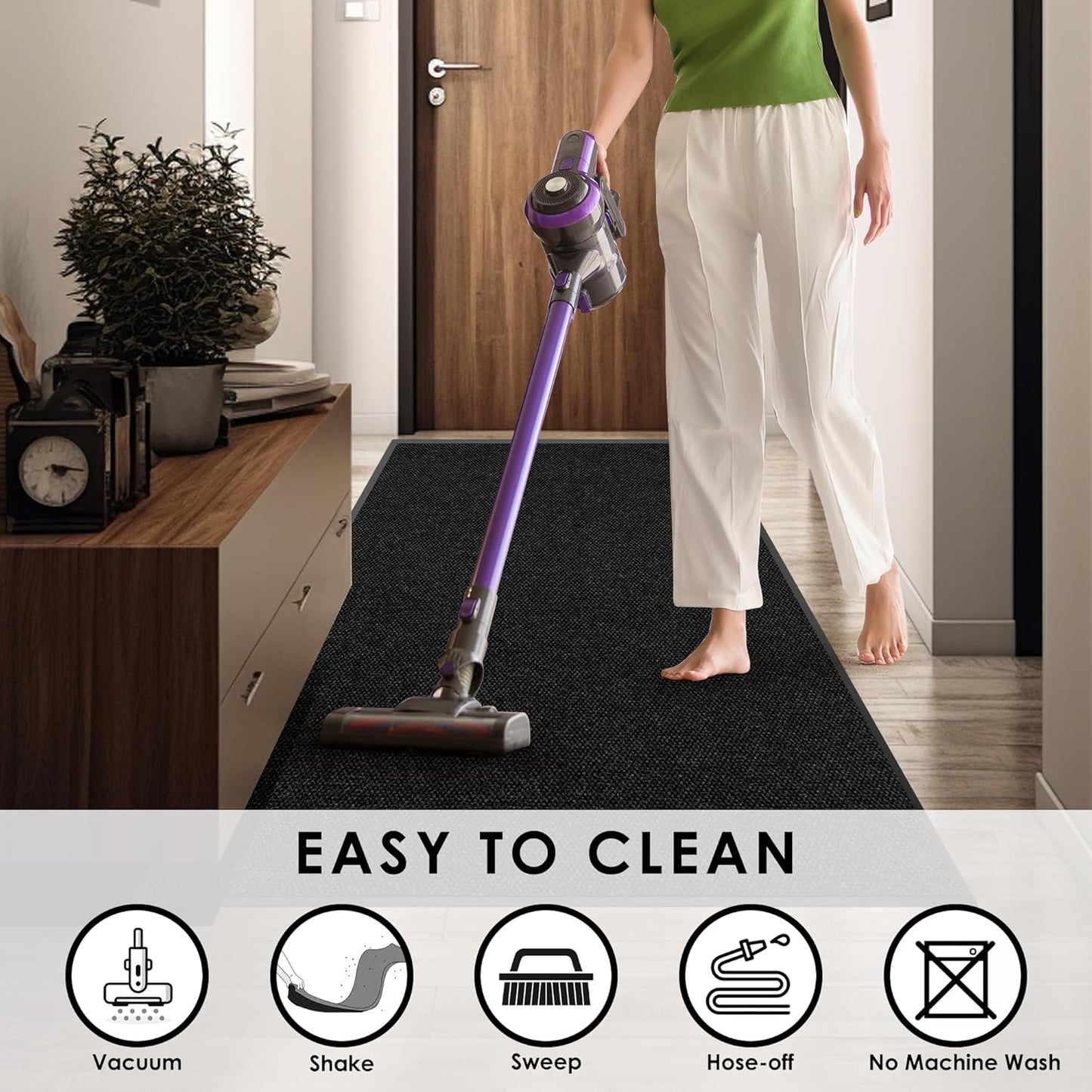 2′ x 36′ Front Door Mat Indoor Outdoor Entrance, Commercial Floor Mat Heavy Duty Dirt Trapper Entryway Doormat, Custom Size Non Slip Rubber Backing Welcome mat, Door Mat for High Traffic Area