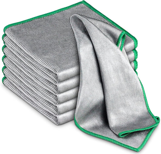Glass Polishing Cloth Streak Free Miracle Cleaning Cloth Lint Free Microfiber Cleaning Rags for Glasses Kitchen Dish Mirrors Easy Clean, Pack of 6, 12" x 12"