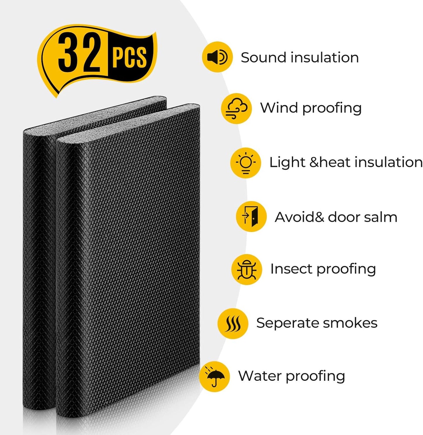 Zonon 16 Pieces Door Corner Seal Weatherstripping Exterior Door Frame Seal Draft Stopper Adhesive Corner Pads for Weather Stripping and Draft Protection (Black)