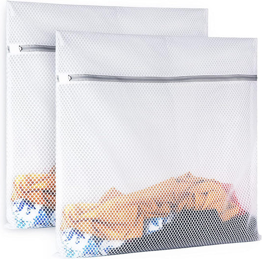 2 XX-Large Honeycomb Mesh Laundry Bag Delicates Durable for Washing Machine,24 x 24 Inches lingerie bags for Laundry, Travel Storage Organize Bag for Cotton Clothes,Sheet,Sweater, Shoes