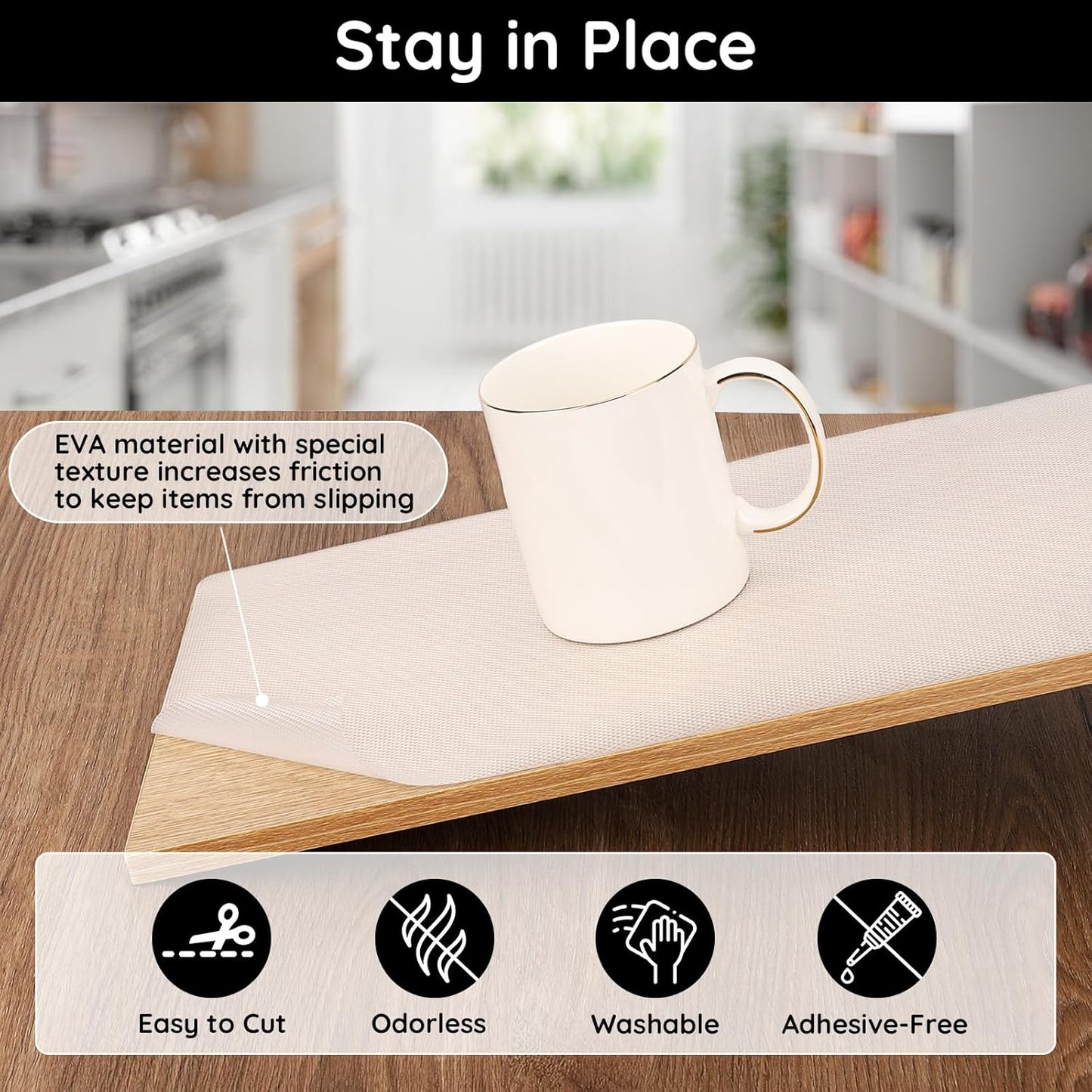 Drawer Liner, 11.8" W x 197" L x 0.02" T, Shelf Liner Non Adhesive, Non Slip for Home and Kitchen Shelf, Drawer, Cabinet, Refrigerator, Dresser, Cupboard, RV (Argyle)