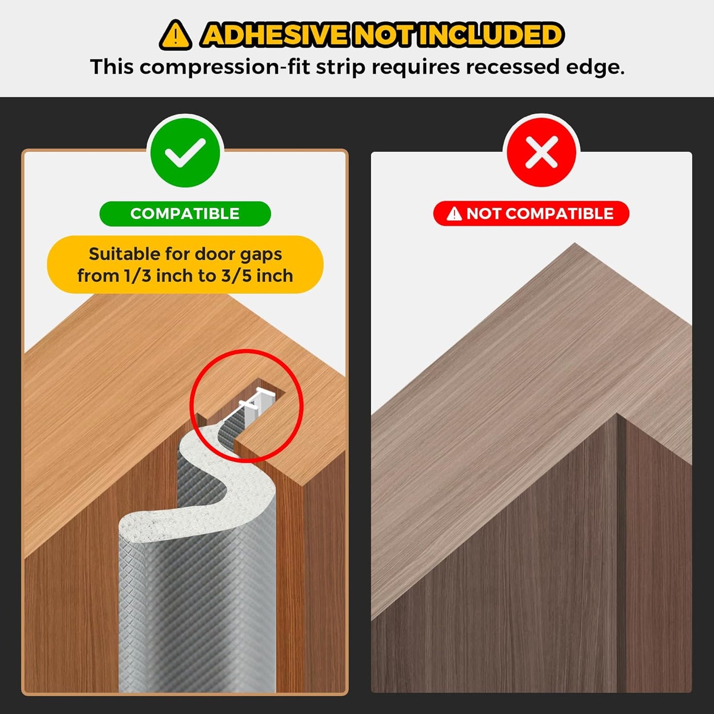Weather Stripping Door Seal Strip Soundproof Q Foam Tape, Exterior Door Insulation Strip for Large Gap, Easy to Install(Grey, 26FT)
