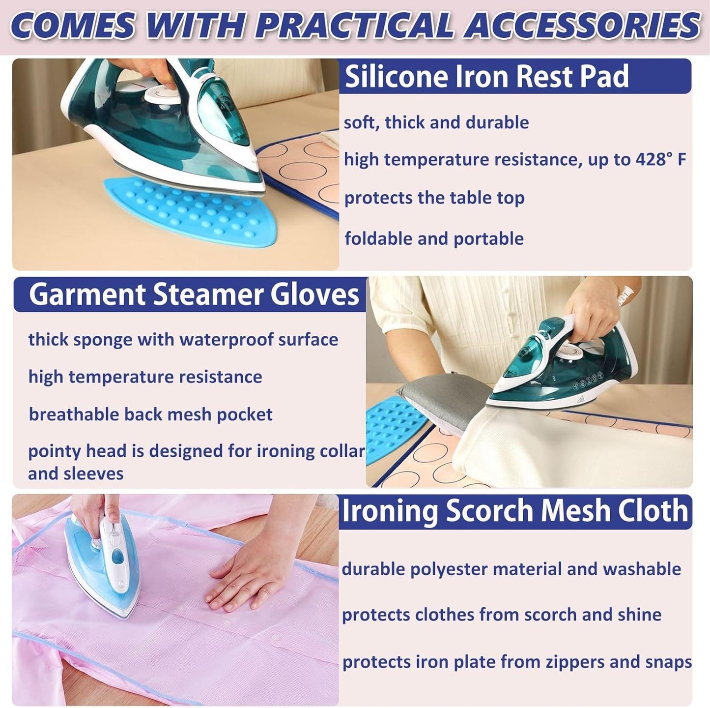 Portable Ironing Mat for Table Top Ironing Pad for Countertop Thick Ironing Blanket Over The Door Steamer Pad Washer Dryer Heat Resistant Pad Cover Travel Ironing Board (Medium 31.5"x23.6")