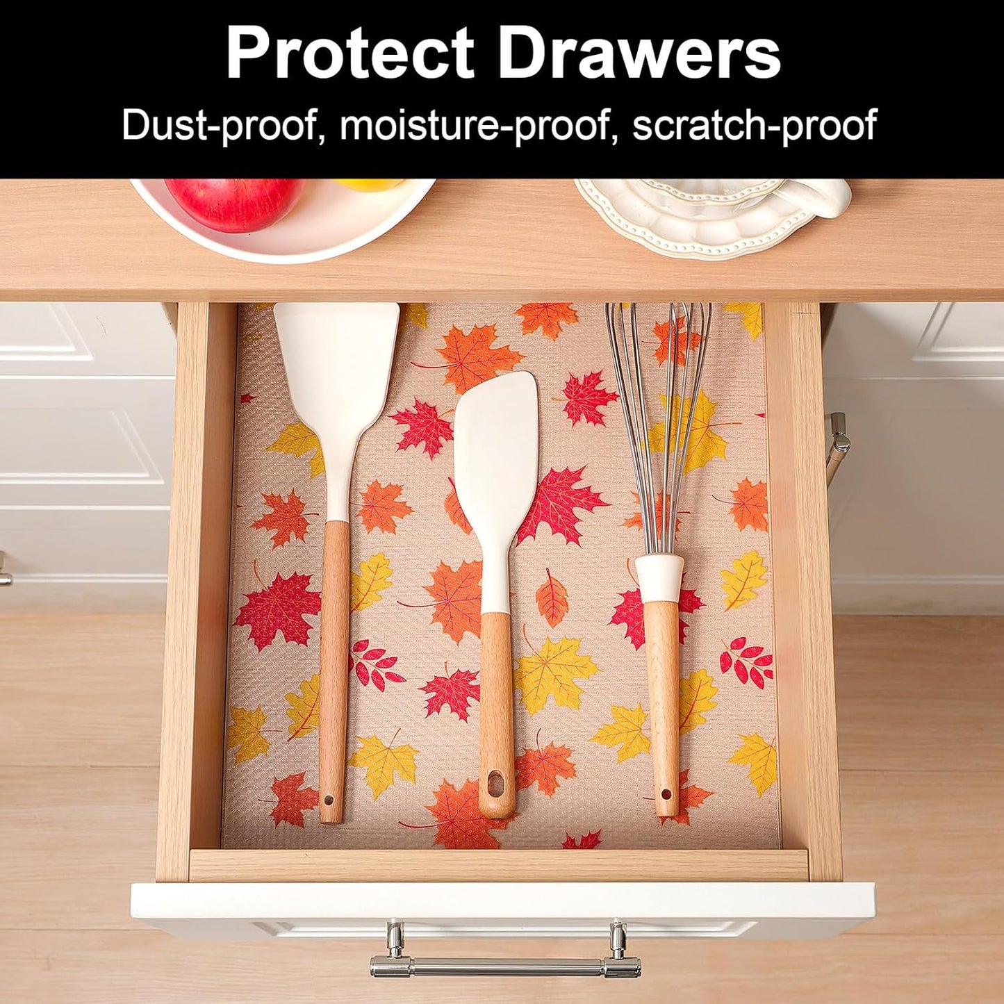 Cooyes Shelf Paper for Kitchen Cabinets Non Adhesive, Waterproof & Oil-Proof Kitchen Drawer Liner for Refrigerator Drawer Fridge Cupboard, (17.7 Inch W x 78 Inch L, Pumpkin Orange)