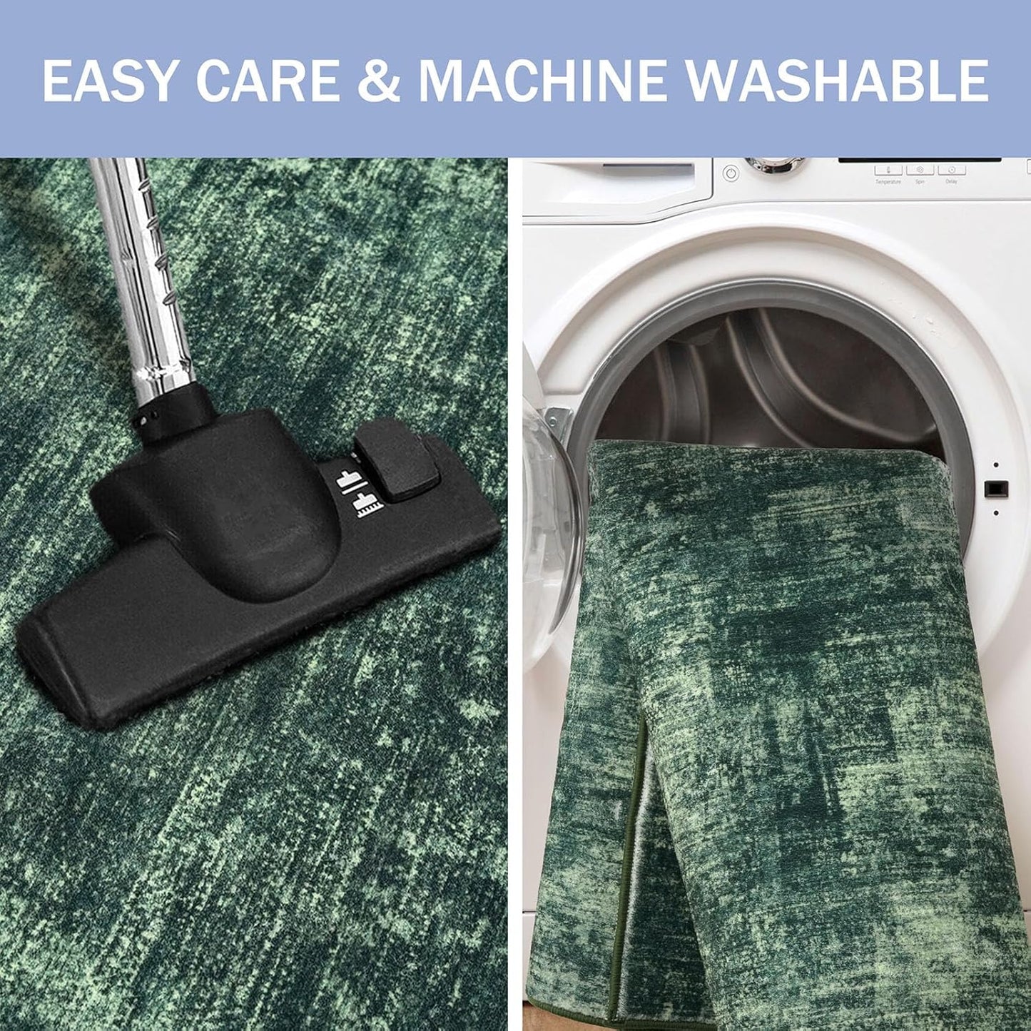 IOHOUZE Abstract Runner Rug 2x5 Ft Washable Runners for Hallways, Non Slip Kitchen Runner Printed Faux Wool Entryway Runner Indoor, Modern Abstract Floor Carpet for Hall Kitchen Bedroom, Dark Green
