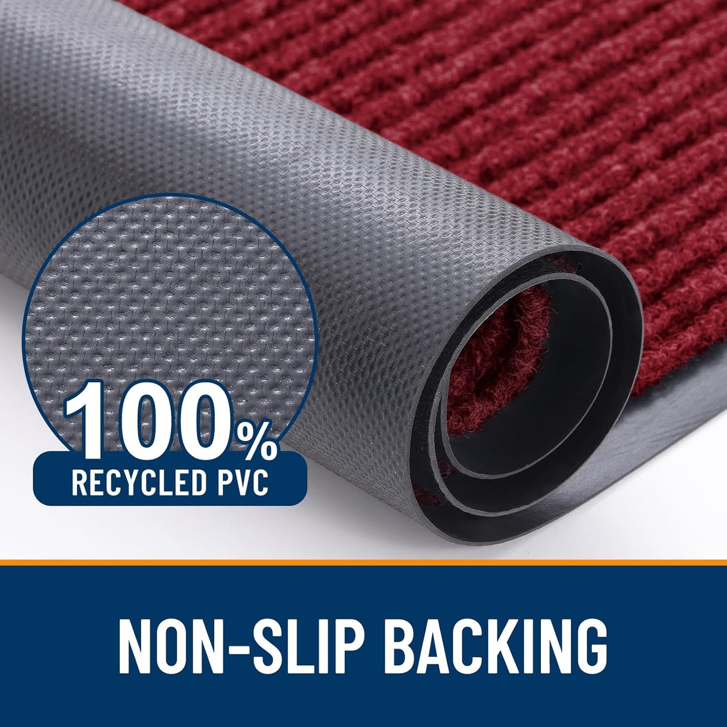 OLANLY Front Door Mat Indoor Outdoor Entrance, Waterproof Heavy Duty Doormat, Fade Resistant, Low Profile, Easy Clean Patio Porch Welcome Floor Mats for Entry, 29.5x17, Wine Red