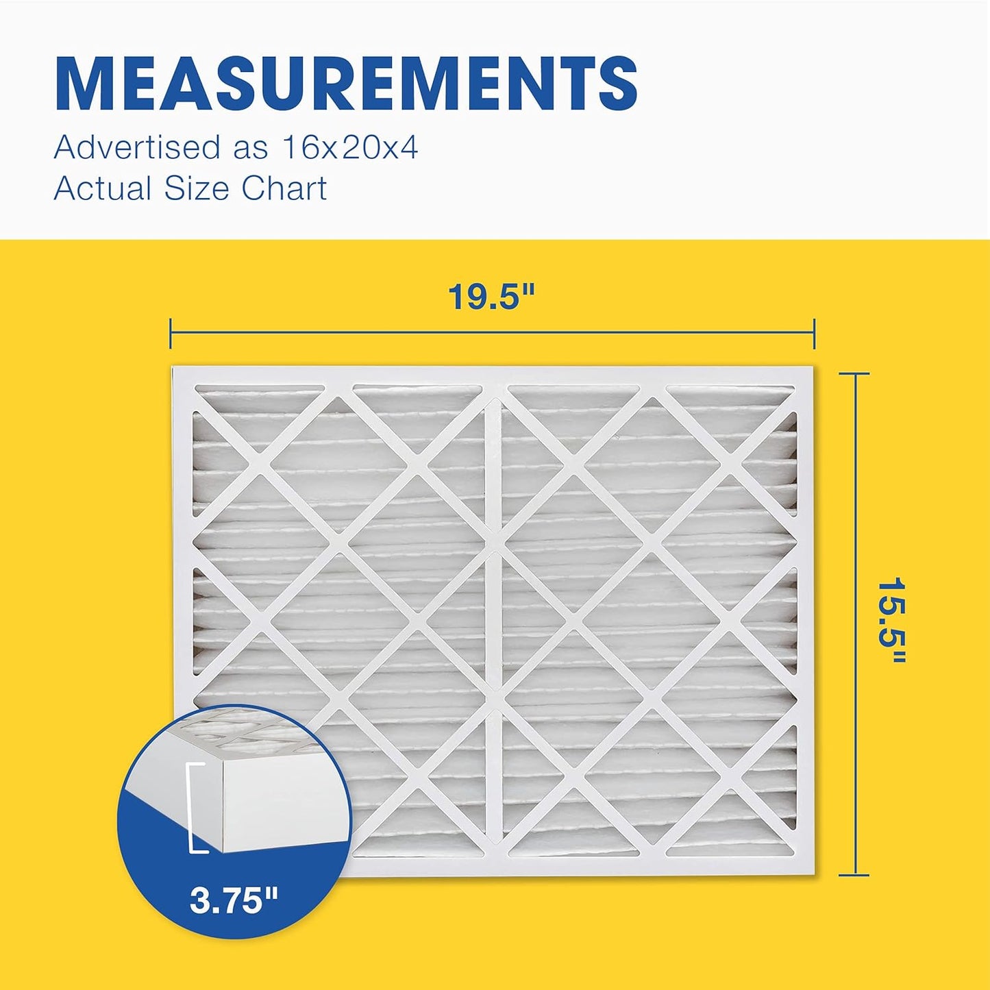Aerostar 16x20x4 MERV 13 - 6 Count - Pleated HVAC, Furnace & Air Conditioner Filters - Removes Bacteria, Dust, Cold & Flu Germs, Lint, Mold, Pet Dander, Allergy-Causing Pollen, Smog, Smoke & Viruses