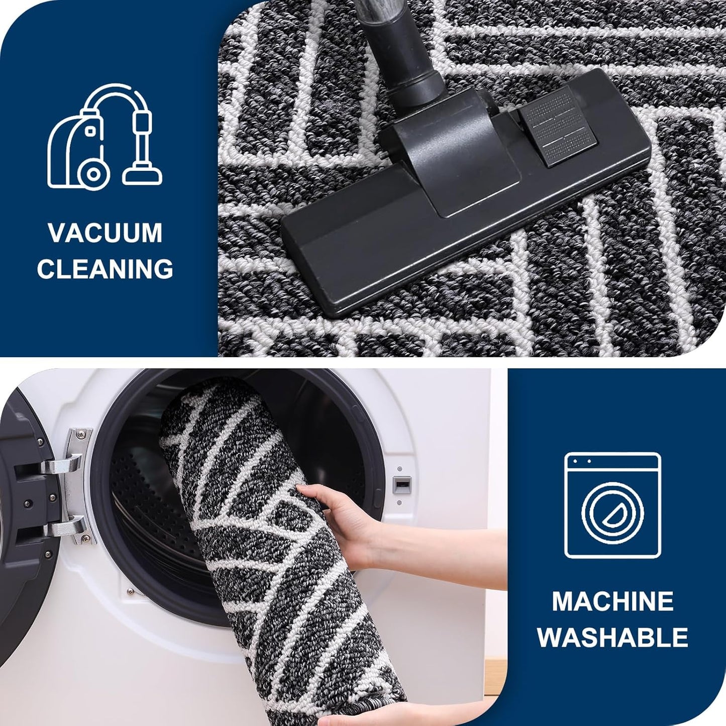 OLANLY Indoor Door Mat, 48x32 Inch, Dirt Resistant and Absorbent, Non-Slip Rubber Backing Floor Mats, Easy Clean Low-Profile Doormat for Entryway, Front Door, and Inside Entrance, Black