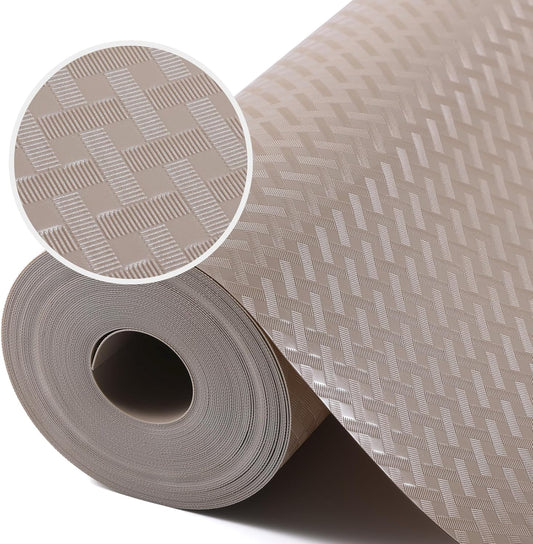 Beige Shelf Liners for Kitchen Cabinets Refrigerator Liners Waterproof & Oil-Proof Kitchen Cupboard Liner Drawer Mats EVA Material Non Adhesive Fridge Liner 11.8 x 236.2 Inches x 2 Rolls