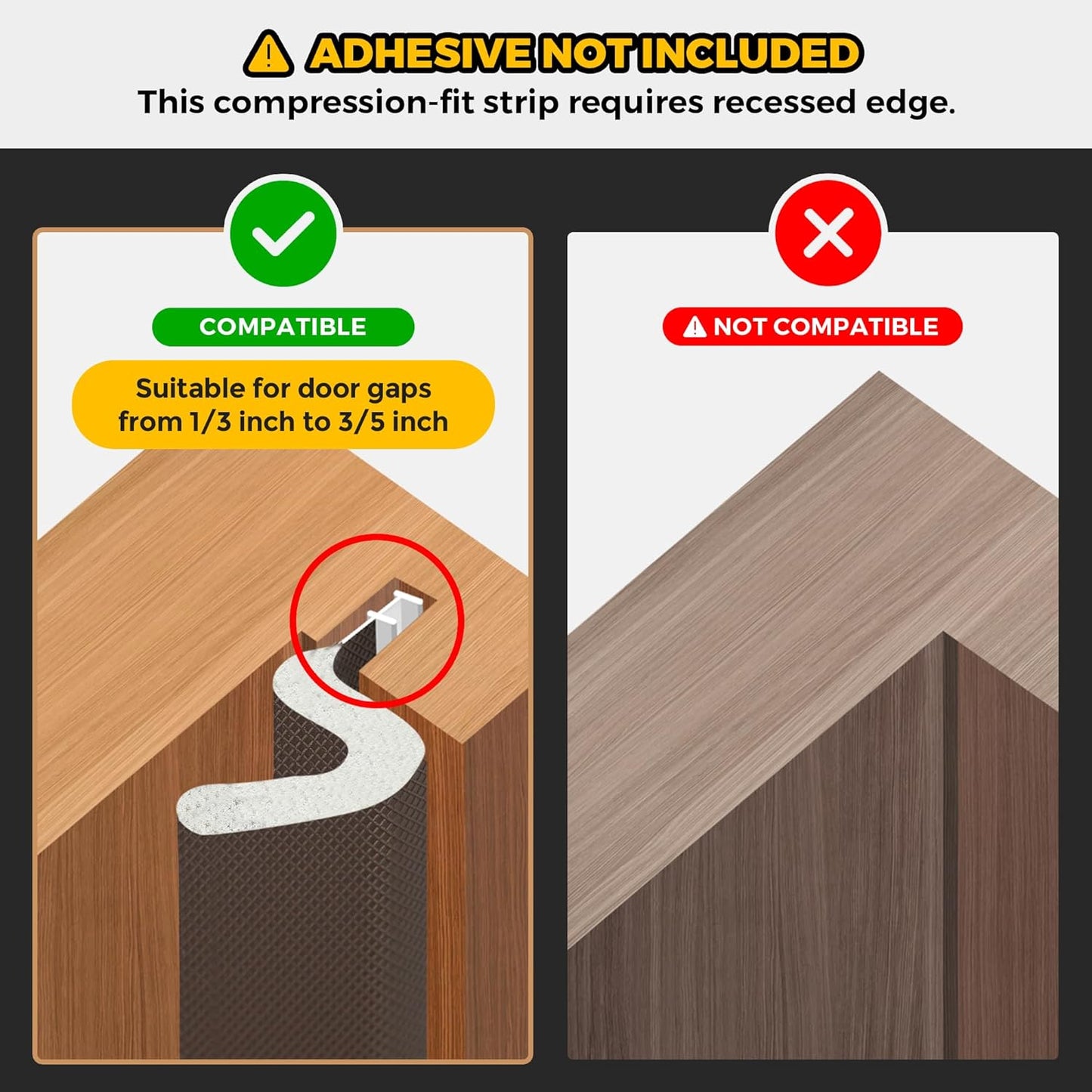 Weather Stripping Door Seal Strip - Soundproof Q-Shaped Foam for Exterior Door Frame, Large Gap Seal, Noise Cancelling, Easy to Install (Brown, 60FT)