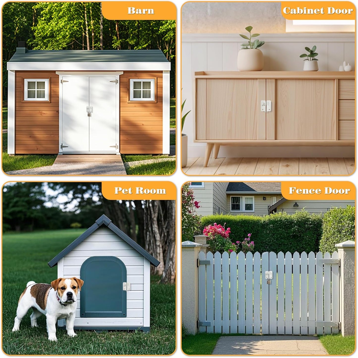 Alise Flip Latch Gate Latch Shed Lock Shed Latch Barn Door Lock Locking Latches for Barn Fence Cabinet Garden Garage Window Pet Dog Cage,Stainless Steel Shed Door Latch Barn Door Lock,White,L-Size