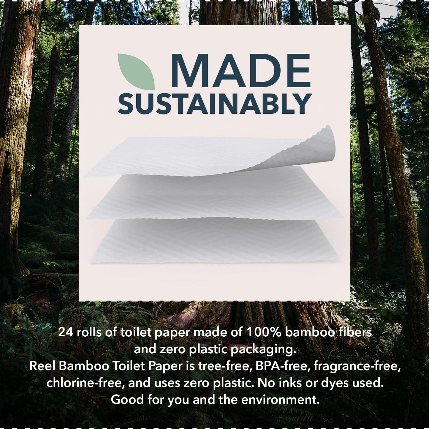 Bulk Reel Premium Toilet Paper - 2 Pack - 48 Rolls of Toilet Paper - 3-Ply Made From Tree-Free - Zero Plastic Packaging