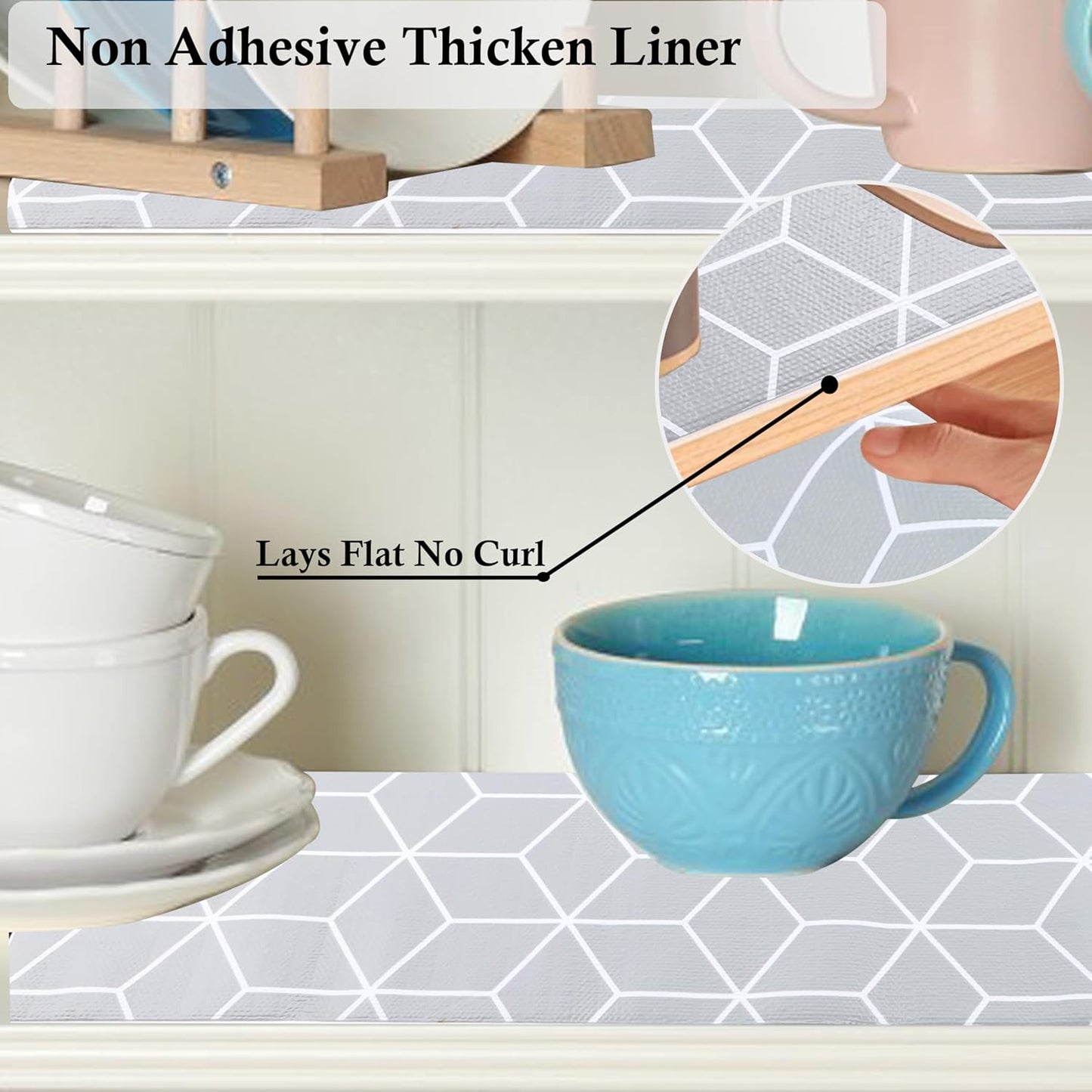 Shelf Liner 16 Inch Wide X 20 Ft Waterproof Cabinet Drawer Paper Mat Non Slip Pantry Cupboard Closet Liners Non Adhesive Liner for Kitchen Bathroom Dresser Refrigerator Under Sink