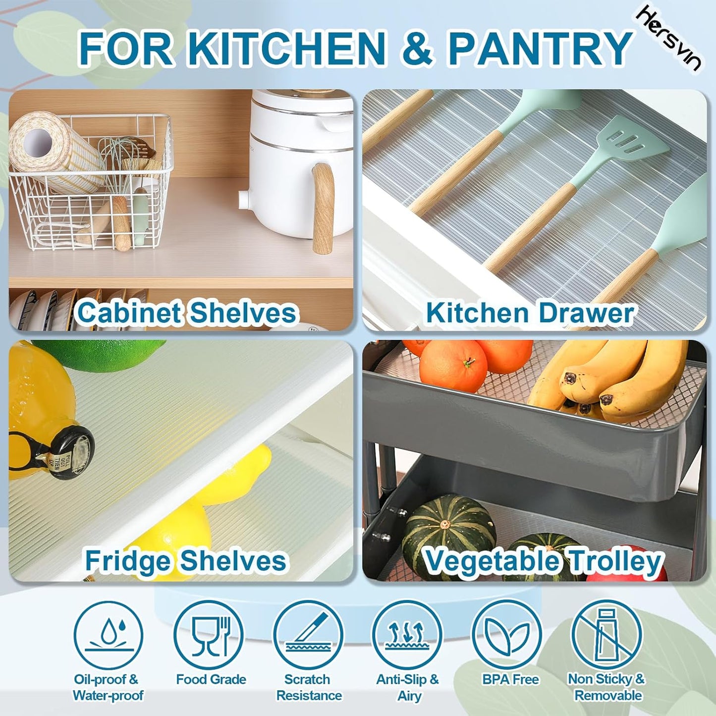 Shelf Liners 12 in x 20 ft EVA Drawer Mats, Non-Adhesive Cupboard Protector, Kitchen Cabinet Lining Fridge Liner (Clear Stripe, 30.5x610cm)