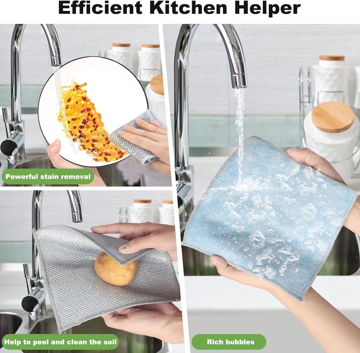 20pcs Non Scratch Wire Dishcloth Multipurpose Wire Dishwashing Rag for Wet and Dry,Metal Scrubbers for Cleaning Dishes,Dual-Sided Kitchen Cleaning Cloth with Mesh,Cleaning Tool for Pot, Blue
