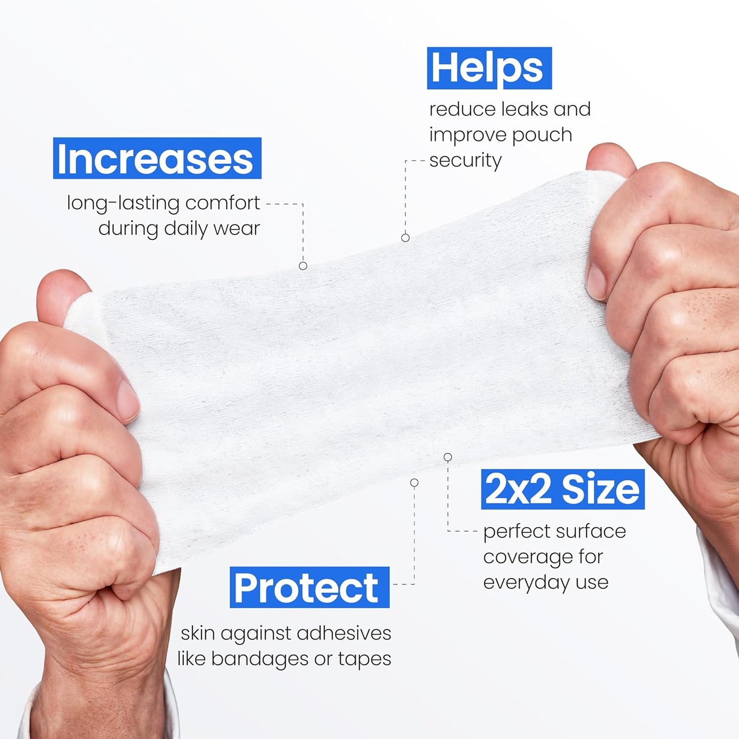 Safe n' Simple No Sting Skin Prep Wipes - 100 Individual Ostomy Barrier Film 2.4" x 2.4" - Skin Barrier Film Wipes for Ostomy - Protective Sting Free Skin Barrier