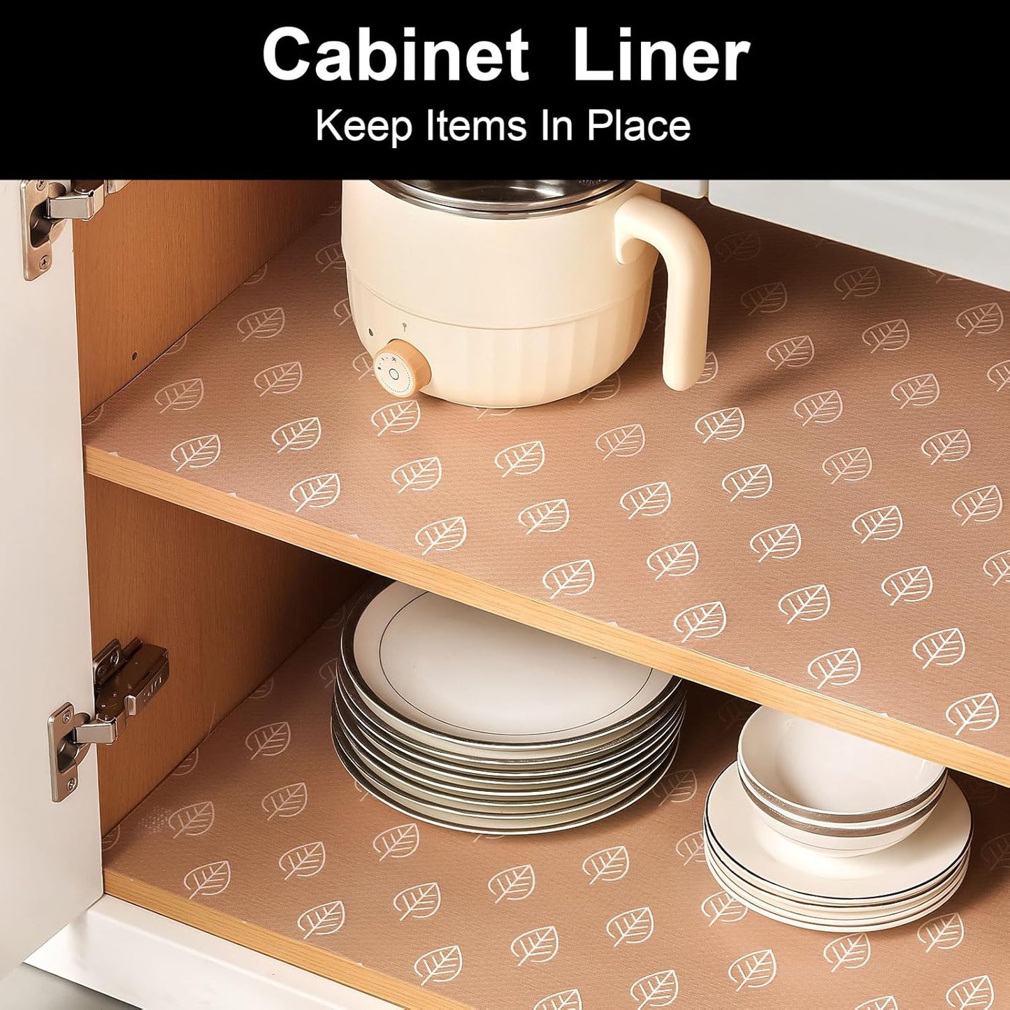 Cooyes Shelf Liner Drawer Liners, Shelf Liners for Kitchen Cabinets, Non Adhesive Cabinet Liner, EVA Waterproof Non-Slip Refrigerator Liners for Kitchen, Drawer