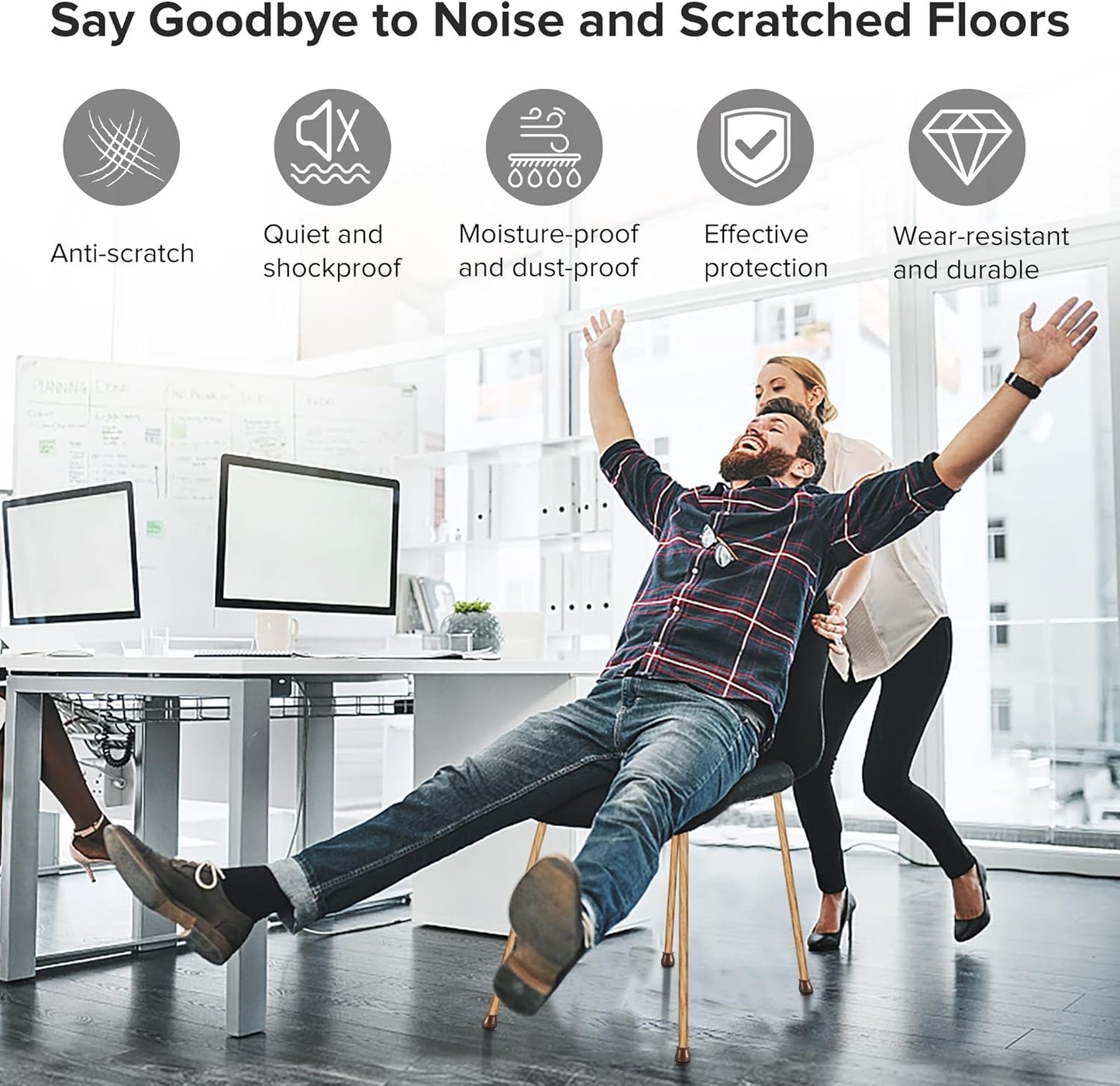 24PCS Upgraded Silicone Chair Leg Floor Protectors for Hardwood Floors, Furniture Sliders for Chair Legs, Felt Bottom Furniture Pads, Anti-Slip Round&Square Cap Covers to Scratch and Reduce Noise