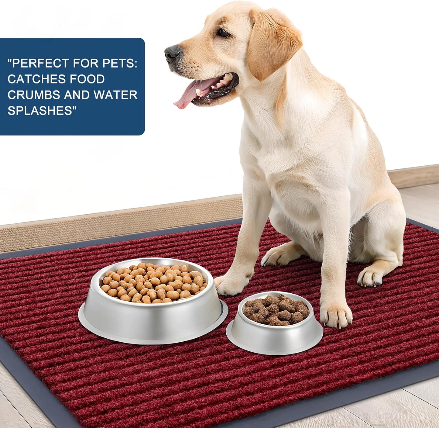 OLANLY Front Door Mat Indoor Outdoor Entrance, Waterproof Heavy Duty Doormat, Fade Resistant, Low Profile, Easy Clean Patio Porch Welcome Floor Mats for Entry, 47x32, Wine Red