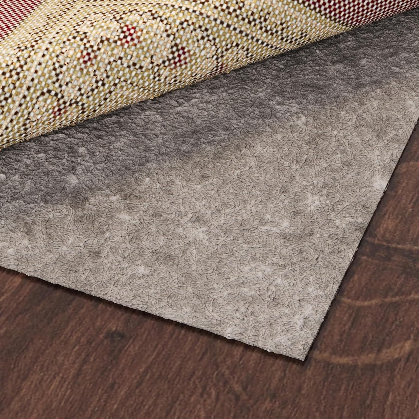 Ottomanson 8' x 9' Non-Slip Rug Pad Gripper 1/4 Inch Thick Dual Surface Felt + Rubber Gripper - Safe for All Floors, Brown
