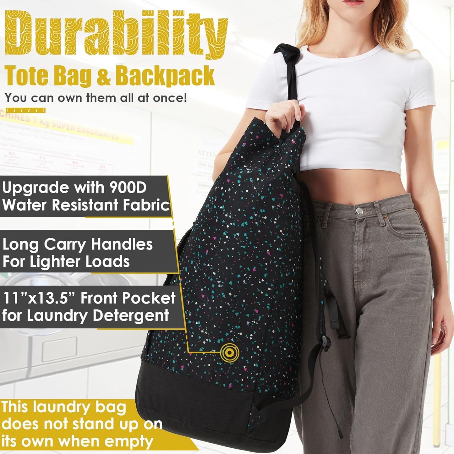 Laundry Backpack 115L, Heavy Duty Laundry Bag with Shoulder Straps, Backpack Laundry Bags for College, Extra Large Dirty Clothes Bag, Laundromat Bag, College Dorm Room Essentials for Guys