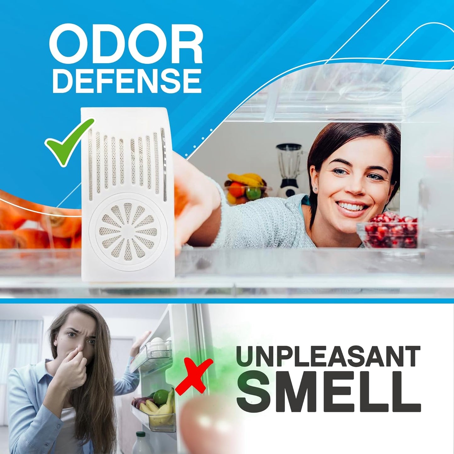 NonScents Refrigerator Deodorizer – Odor Eliminator for Fridge & Freezer – Outshines Baking Soda & Deodorizer with Activated Charcoal – Unscented & Long-Lasting, Freshen Refrigerator (4-Count)