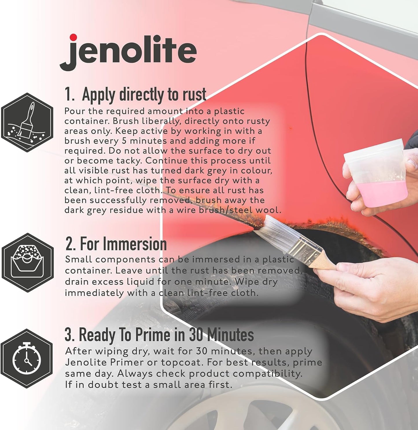 JENOLITE Rust Remover for Metal - Fast Acting No Drip Thick Liquid - Industrial Strength, Removes Rust Back to Bare Metal - 34 oz (1kg)
