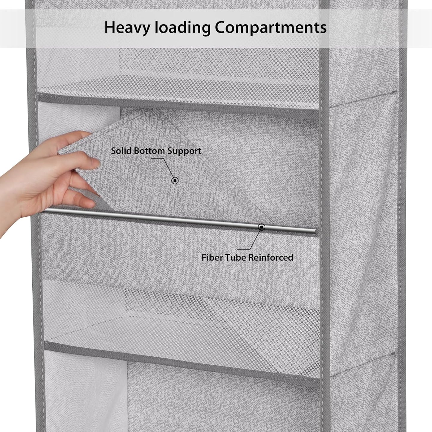 Univivi 6-Shelf Over Door Hanging Organizer Fabric Baby Door Storage with 5 Large Pockets and 3 Small PVC Pockets Wall Mount Hanging Storage Organizers for Baby Essential (Grey Pattern)