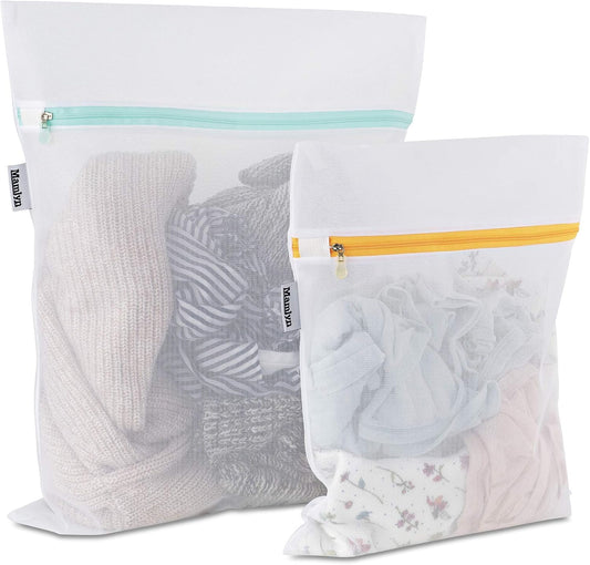 Mesh Laundry Bag for Delicates, Wash Bags for Underwear and Lingerie, Makeup Organizer Bag (1 Medium, 1 Small)