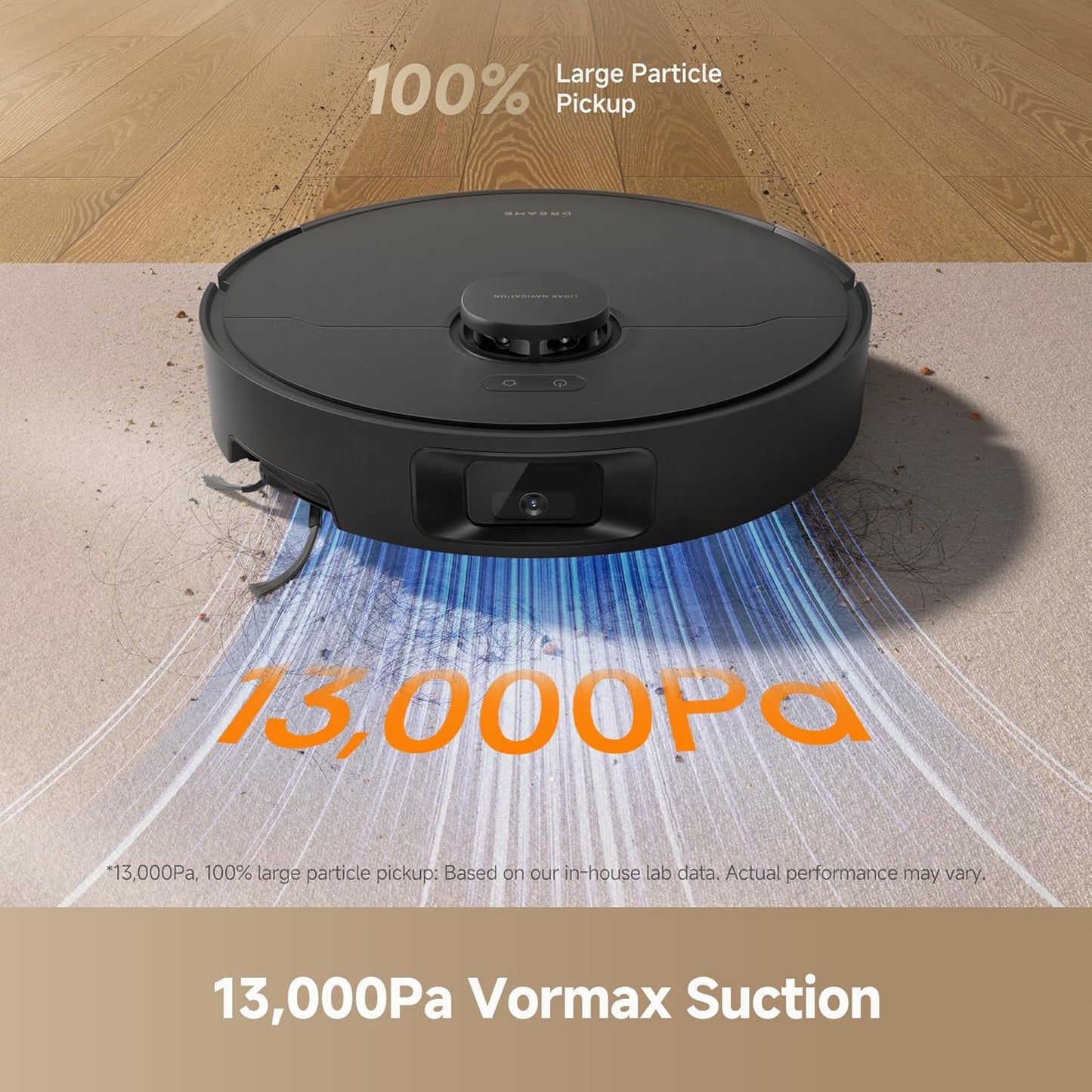 DREAME D20 Pro Plus Robot Vacuum, 13,000Pa Suction, DuoBrush for Pet Hair, Corner Cleaning, Self Emptying, LDS Navigation Laser Avoidance, Vacuum Mop, Hard Floors&Carpets (Black)