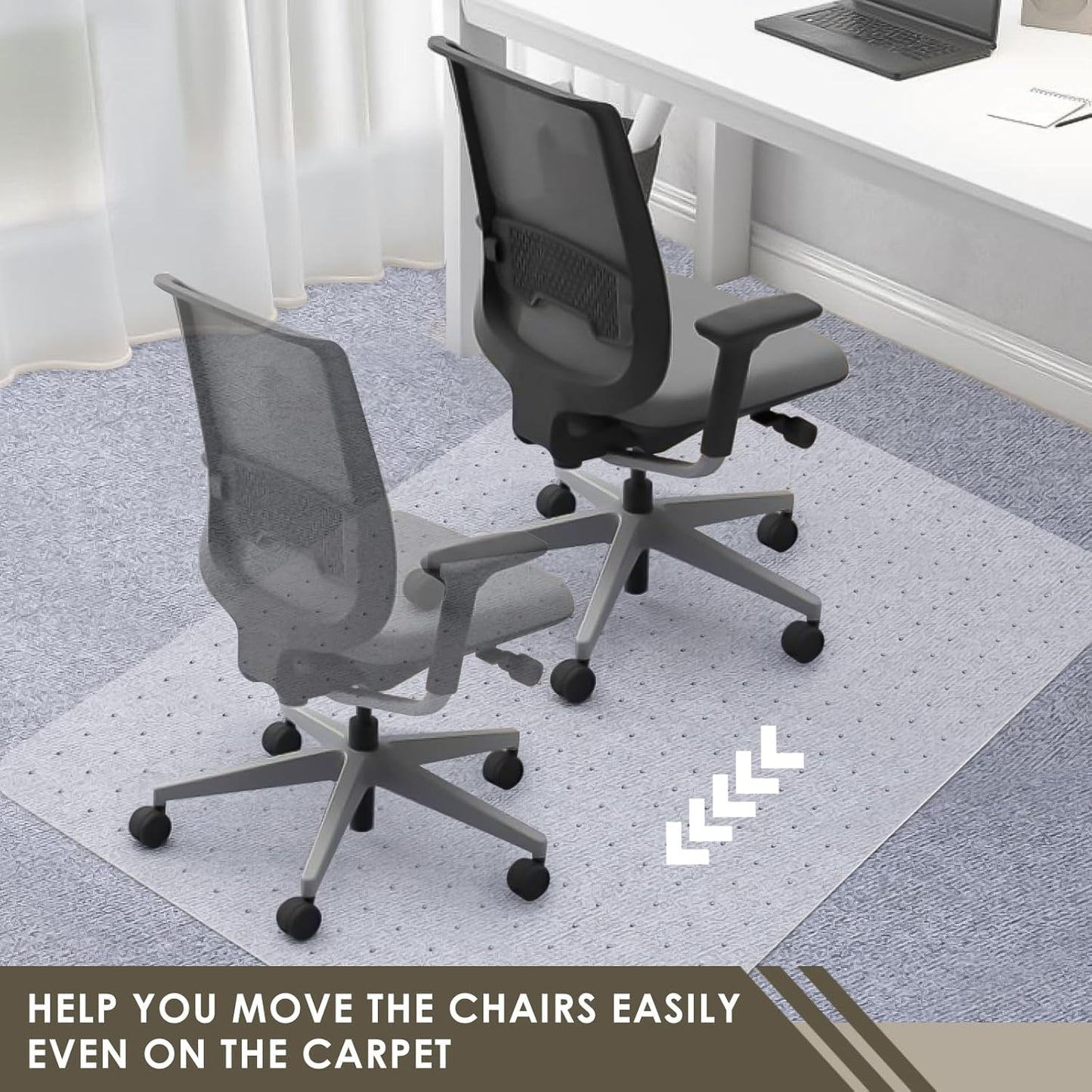 Azadx Heavy Duty Office Chair Mat for Carpet 32" x 48" Hard Material Chair Mat for Carpeted Floor Non-Slip Carpet Protector for Office Easy Glide Desk Floor Mat for Office Chair on Carpets 2 Pack