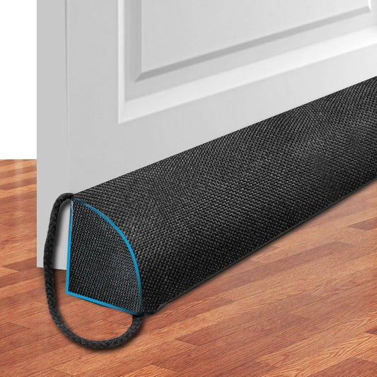 QUOLIX Triangle Under-Door Draft Stopper, 36 Inch Noise Blocker, Weighted Weather Stripping, Gray Cotton & Polyester, Multi-Function Noise & Light Blocker, Black