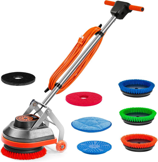 Commercial Floor Scrubber Machine, Heavy Duty Orbital Floor Cleaner, Multi-Functional Floor Buffer Polisher Machine- Deep Cleaning Tile and Grout, Hardwood Floors and Carpets with Ease, Orb-5