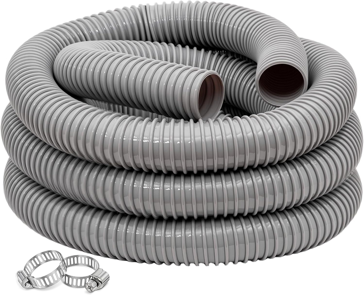 Dust Collection Hose 1.5 in × 5 ft Heavy Duty Flexible PVC Reinforced Thicken Helix Suction Discharge Corrugated Pipe Hose for Fume Dust Collector Fitting Wood Chip Saw (1.5 inch gray hose)