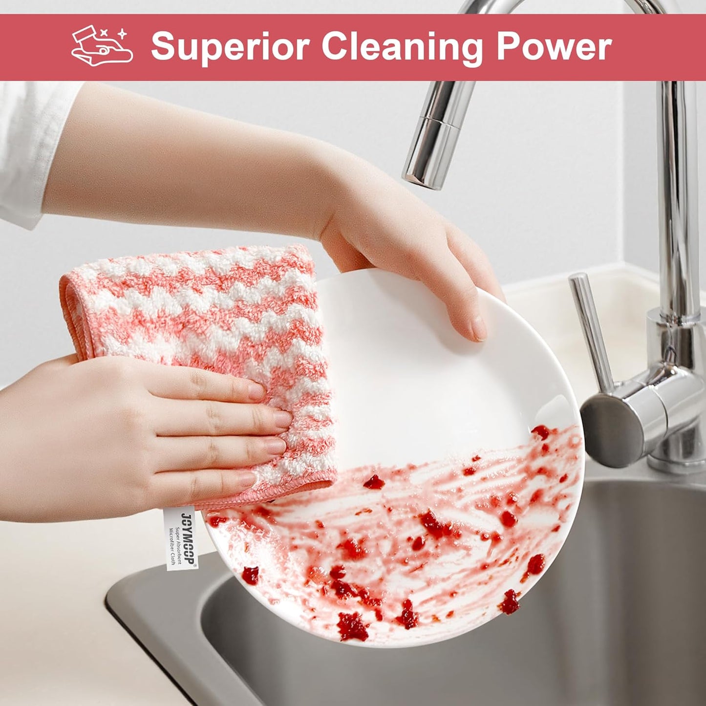 JOYMOOP 5 Pack Microfiber Cleaning Cloth, All-Purpose Microfiber Towels, Absorbent Streak Free Lint Free Rags for Cleaning Reusable and Washable Towels - 11.81" x 11.81"