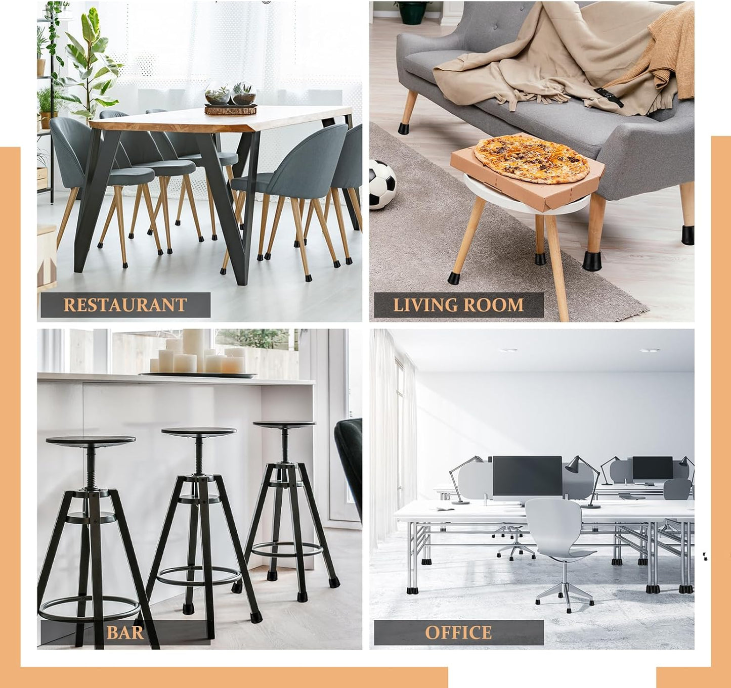 1" Round Rubber Chair Leg Tips Caps, Chair Leg Floor Protectors Furniture Legs Caps Non Slip Reduce Noise for Hardwood Floors (Black, 24 Pack)