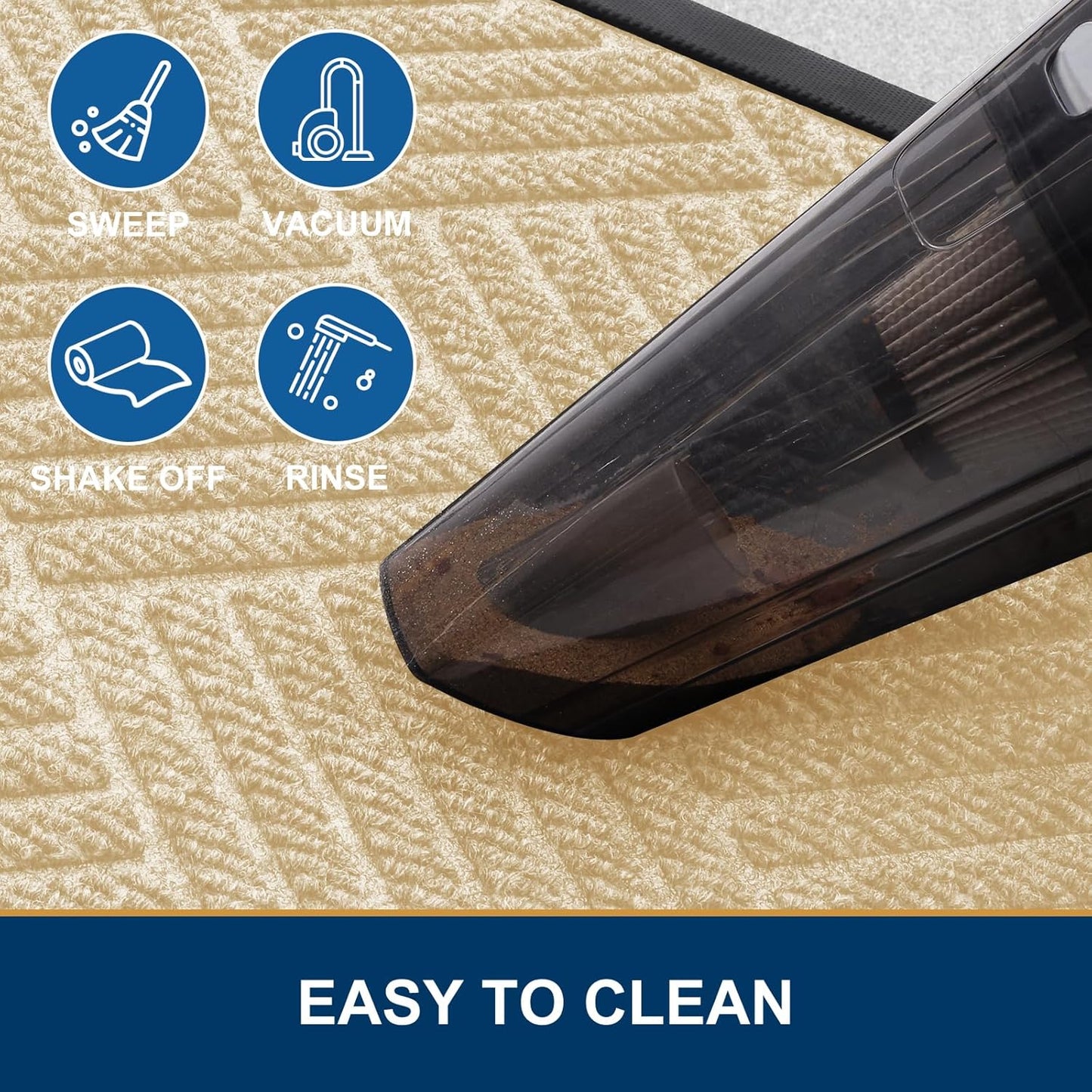 Smiry Front Door Mat Outside Entrance, Heavy Duty Outdoor Indoor Natural Rubber Doormat, Non Slip, Trap Dirt and Moisture, Easy Clean, Low Profile Patio Porch Entryway Mat, 47x23, Beige