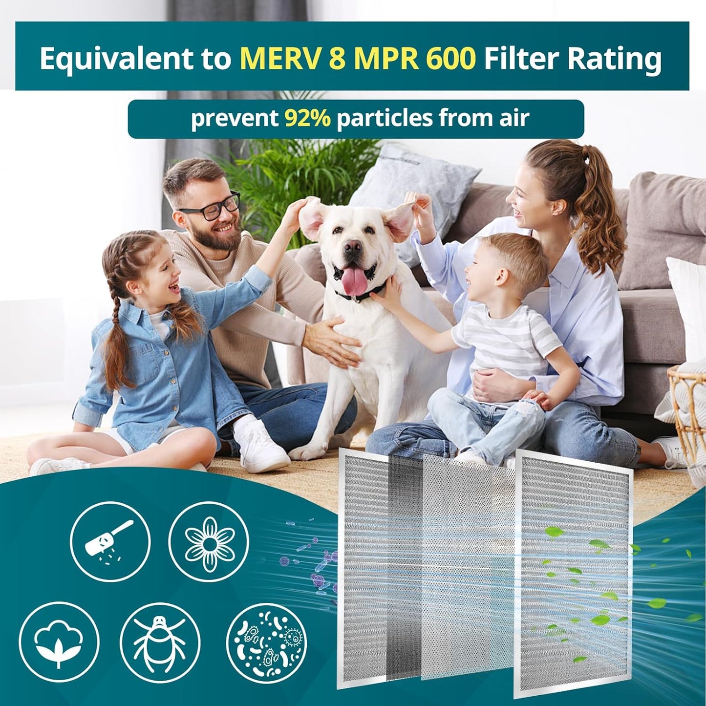 Torjim 14x14x1 MERV8 Washable & Reusable Electrostatic Air Filter - AC/HVAC Furnace Filter, Permanent, Easy Install