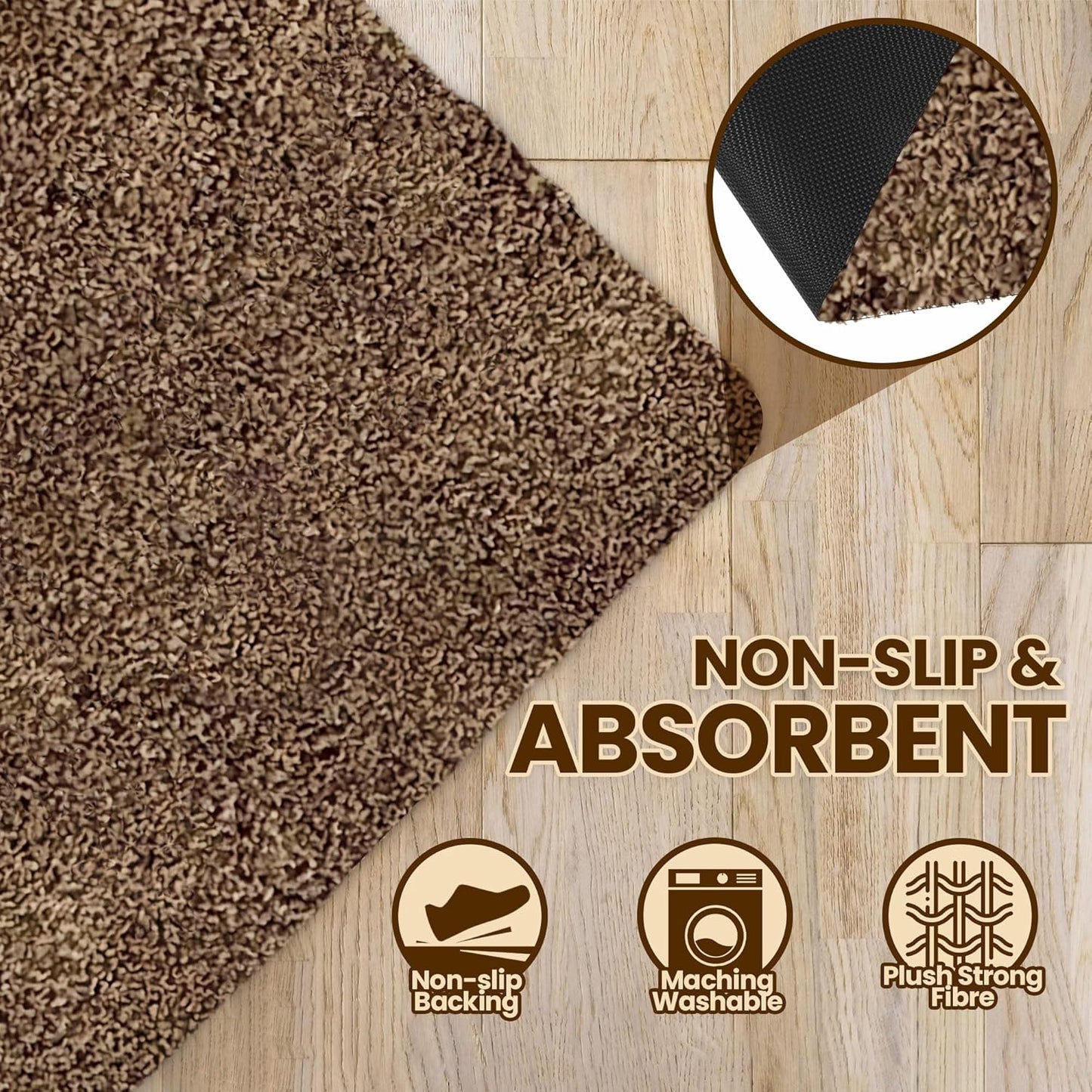 Premium Microfiber Indoor Door Mat – 24"x36" Washable Entry Mat, Non-Slip, Waterproof Backing, Super Absorbent, Low Profile Entryway Doormat for Indoor Entrance