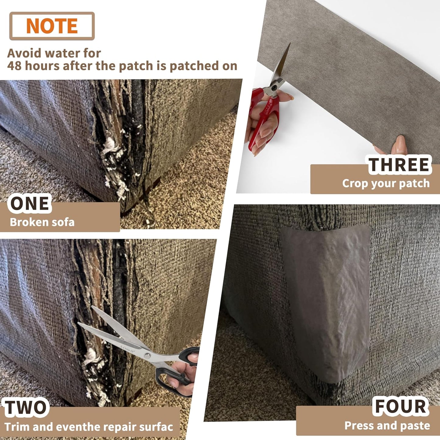 Velvet Repair Patch, Self-Adhesive Flannel Fabric Patch, Multi Colors, Microfiber Patch，Can be Used to Patch Sofas, Car Seats, Handbags, Jacket Holes and Tears (Khaki)